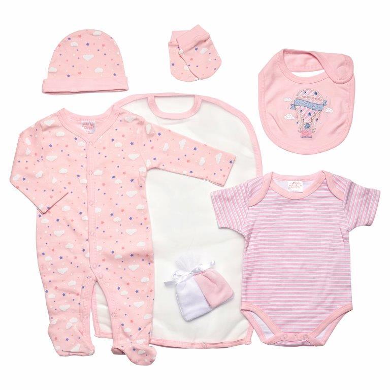 7pc girls pink layette WELCOME TO THE WORLD - Bumbles &amp; Boo