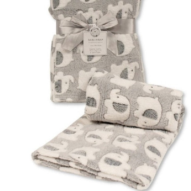 Soft Grey and White Elephant Blanket Wrap