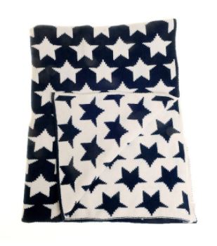 Navy &amp; White Stars Baby Blanket