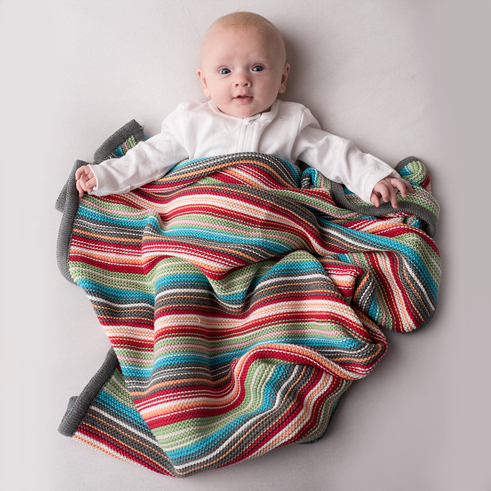 bright stripy baby blanket