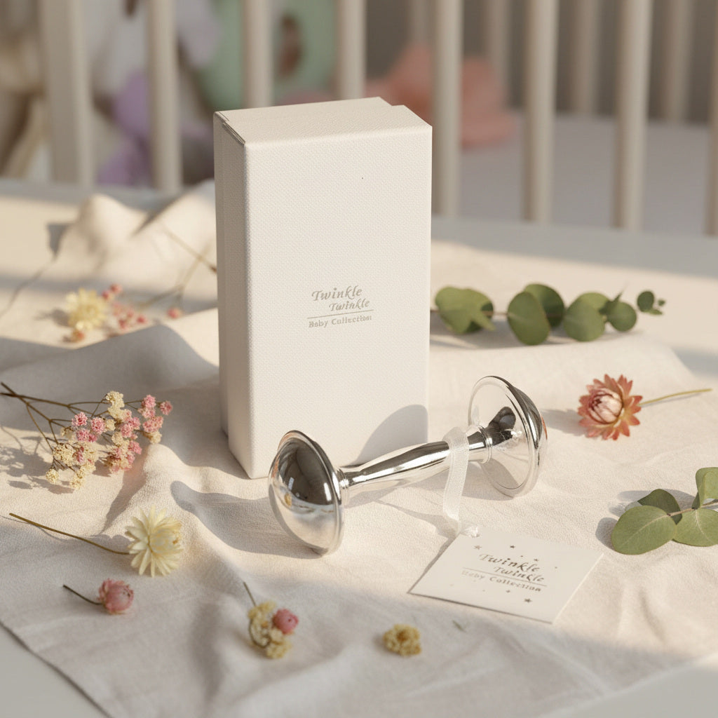 Silver Plated Baby Rattle Keepsake Gift Silver Gifts.