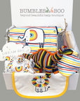 Baby boy gift hamper with rainbow dinosaur and baby clothes set