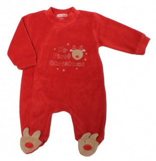 ‘My First Christmas’ Velour Baby Grow