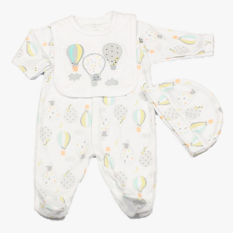 baby clothing set with hot air balloons. 