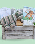 Unisex baby hamper with elephant knit toy, milestone card, blanket and chocolates for mum.