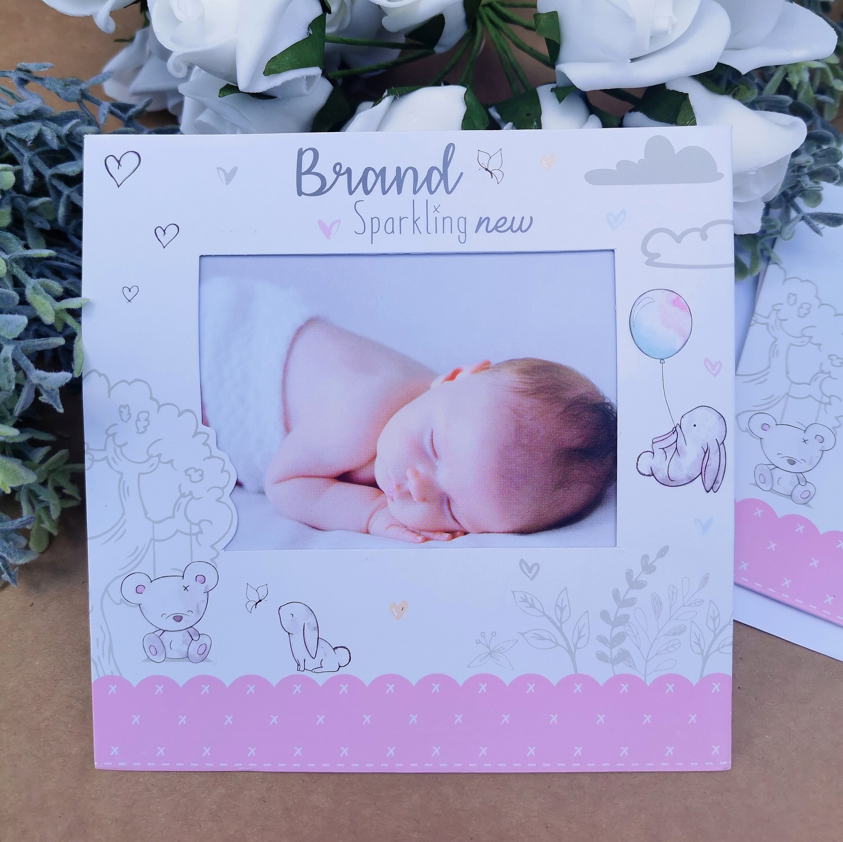 Pack of 2 Pink Baby Announcement Cards with Envelopes