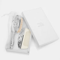 Silver Plated Brush and Comb Set Baby Brush Set.