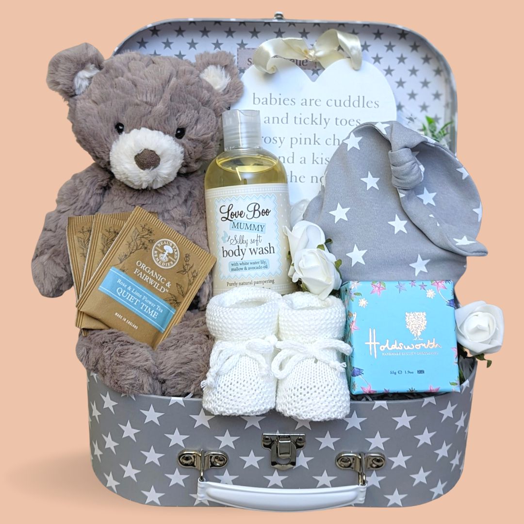 SMALL MOMMY New Mom Gifts for Women After Birth - All Natural Essentials  Push Gift Basket for New Mommy Care Package - Muslin Swaddle Blanket