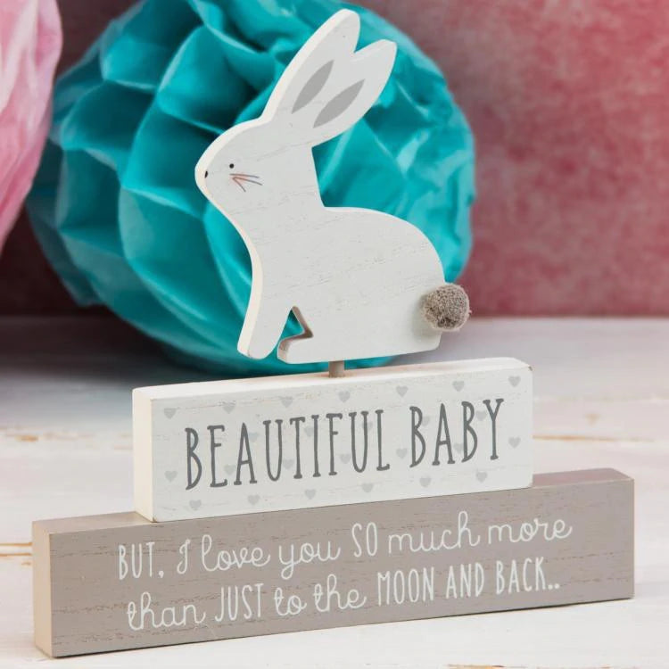 Baby Stacked Block Plaque &#39;Beautiful Baby&#39; by Petit Cheri