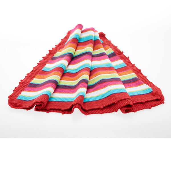 Multicoloured Stripes Cotton Knitted Baby Blanket