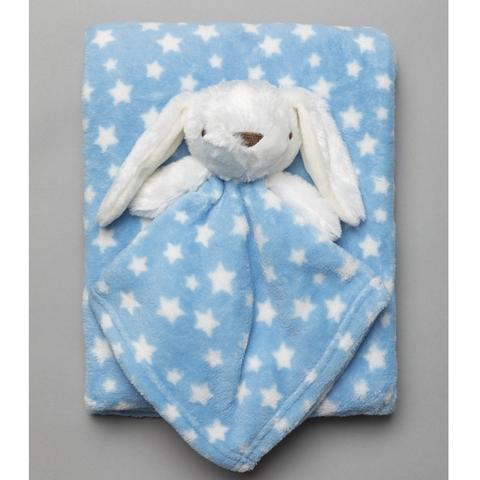Blue stars Baby Blanket with bunny comforter