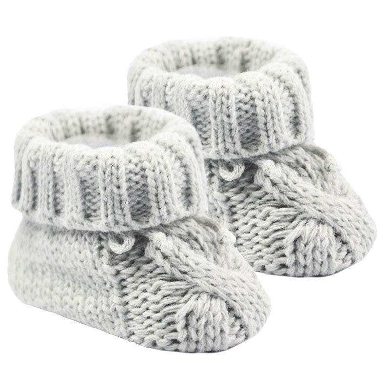 Grey Acrylic Cable Knit Booties