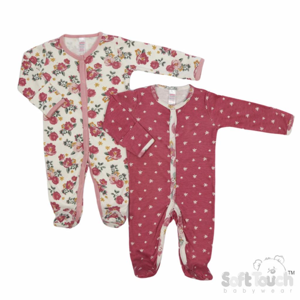 Baby Girls Floral Sleep Suits Set of 2