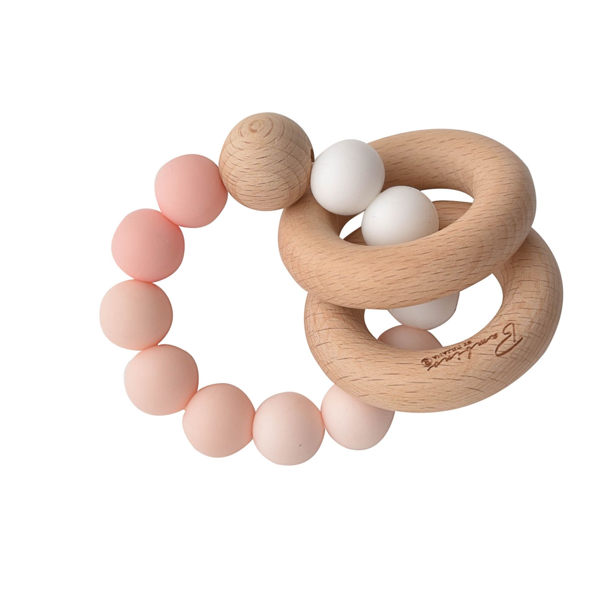 Wood and Silicon Pink Teething Toy