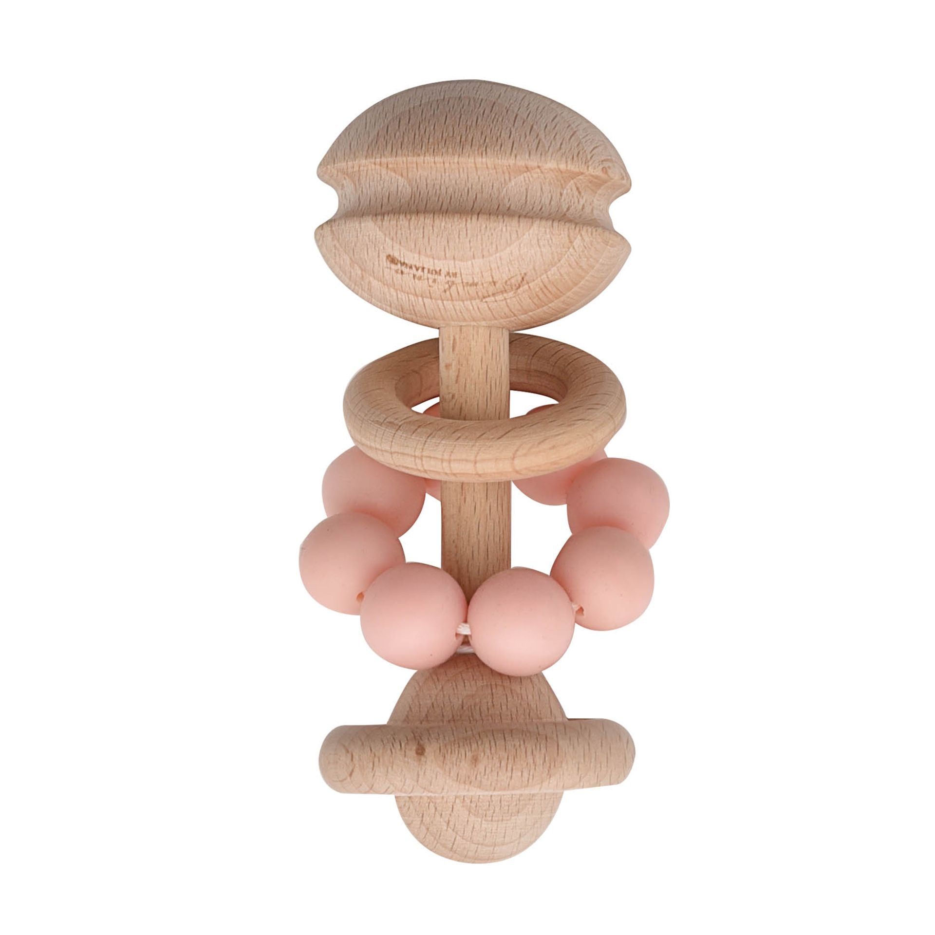 Pink Wooden Baby Teething Rattle