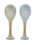 Blue and Grey Wooden Toy Maracas with Rabbit Design