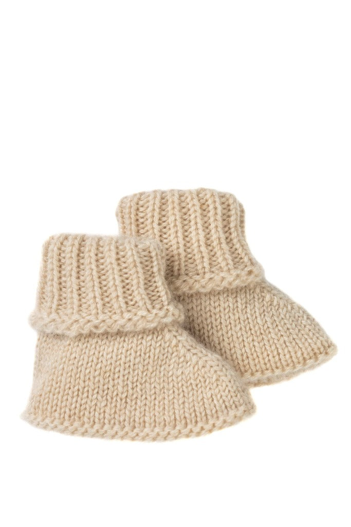 Baby booties made of cashmere in an ivory cream colour