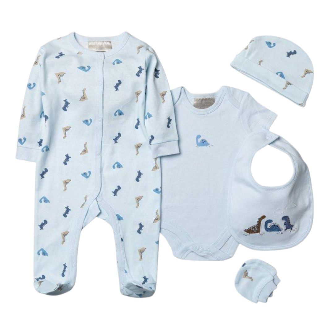 Baby Boys Blue Dinosaur 5pc Layette Gift Set - Bumbles &amp; Boo