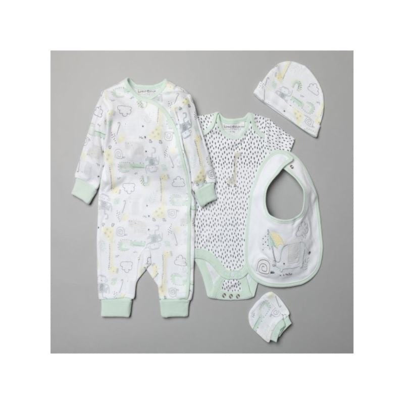 Baby Clothes - Organic Unisex Mint Elephant 5 Piece Gift Layette Set - Bumbles &amp; Boo
