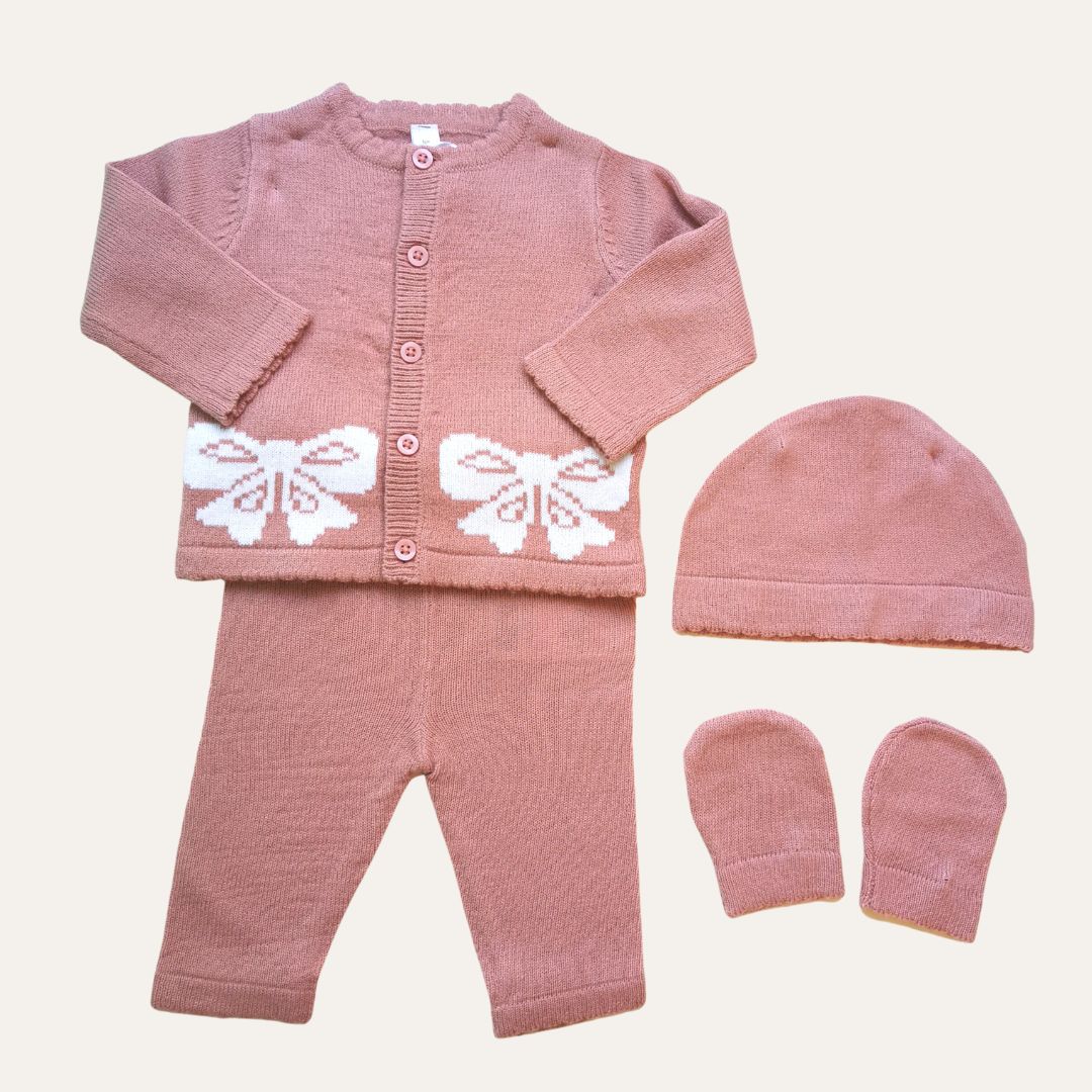 baby girl outfit clothing dusty pink knit