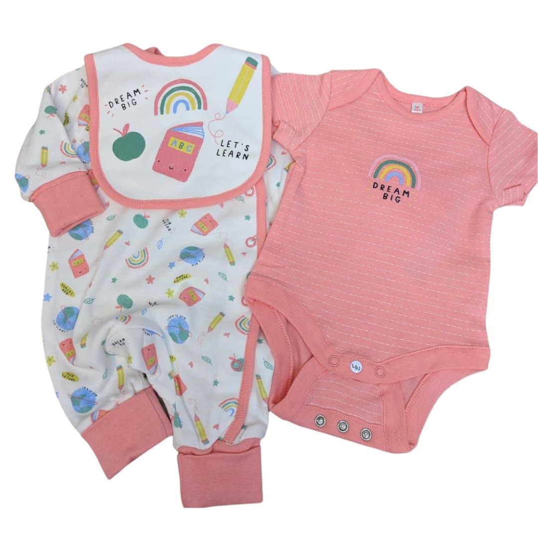 Organic Baby Girl Clothing Gift Set x3 - Dream Big