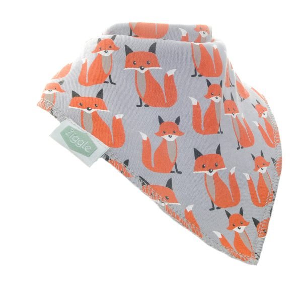 Super soft  grey dribble bib with foxes.