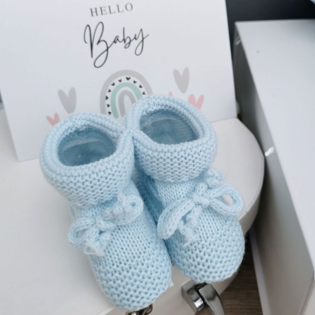 Baby Booties Blue Knit