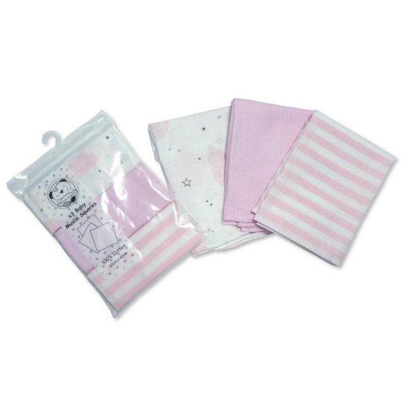 Baby Muslin Blankets (3 pack) Pink