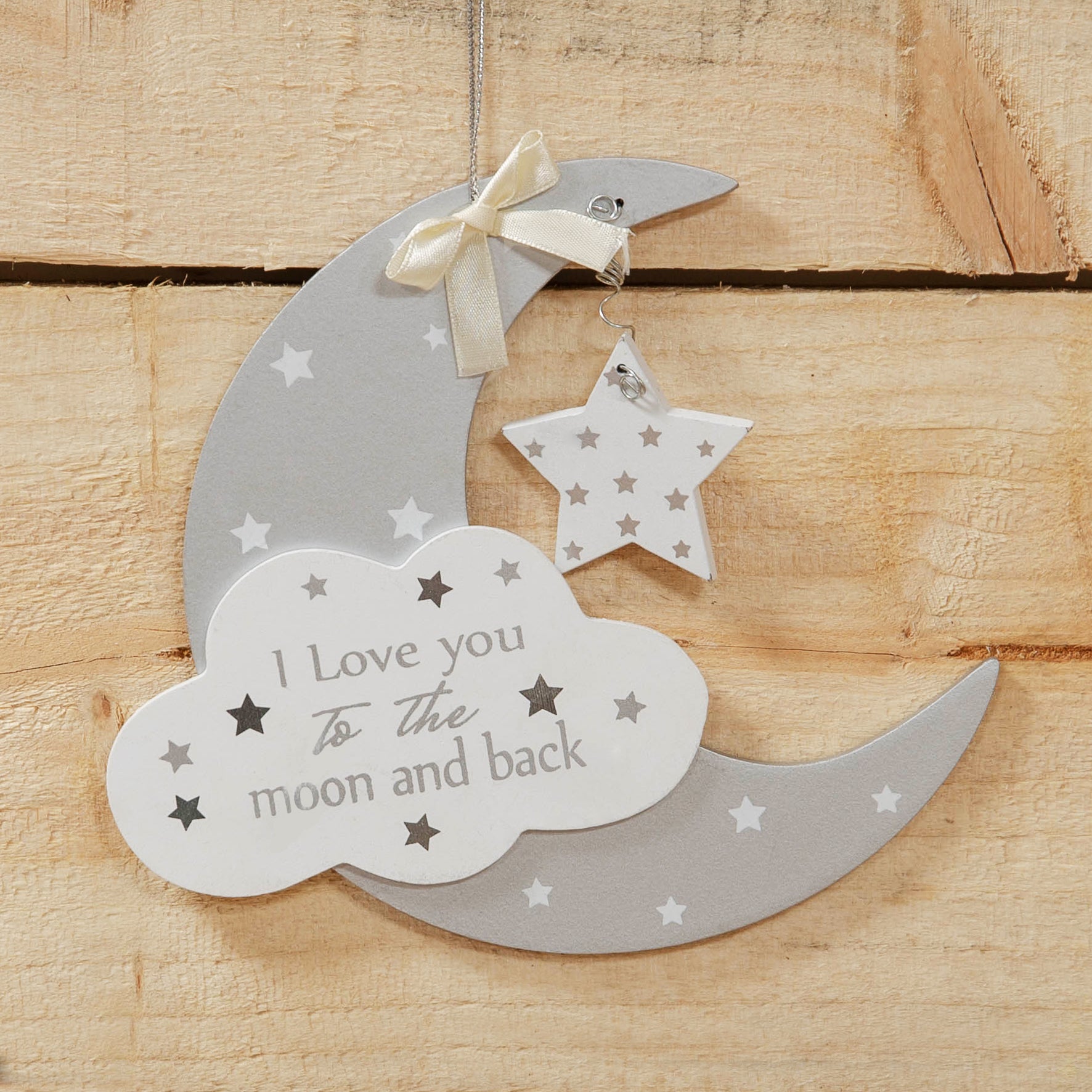 Twinkle Twinkle Moon &amp; Star Baby Hanging Plaque