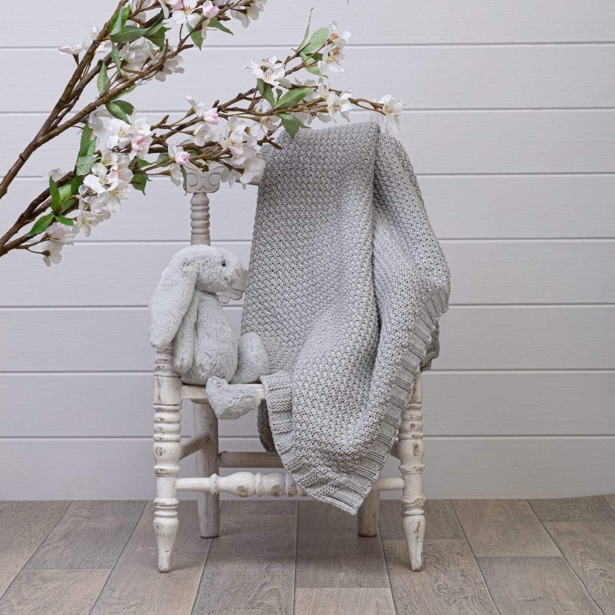 Classic Grey Baby Blanket on Chair - Bumbles &amp; Boo