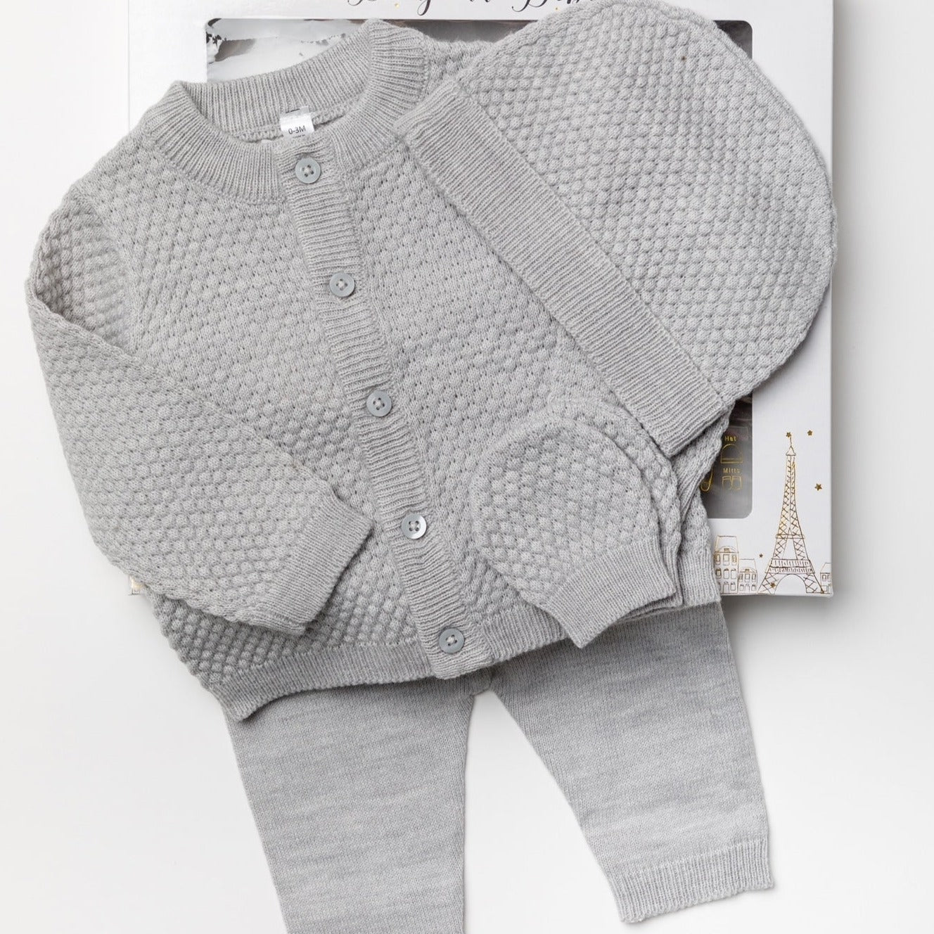 Grey Knitted 4 Piece Outfit In A Gift Box