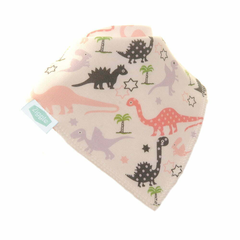 Pink and Lilac dribble bib, super absorbent with cute dinosaurs