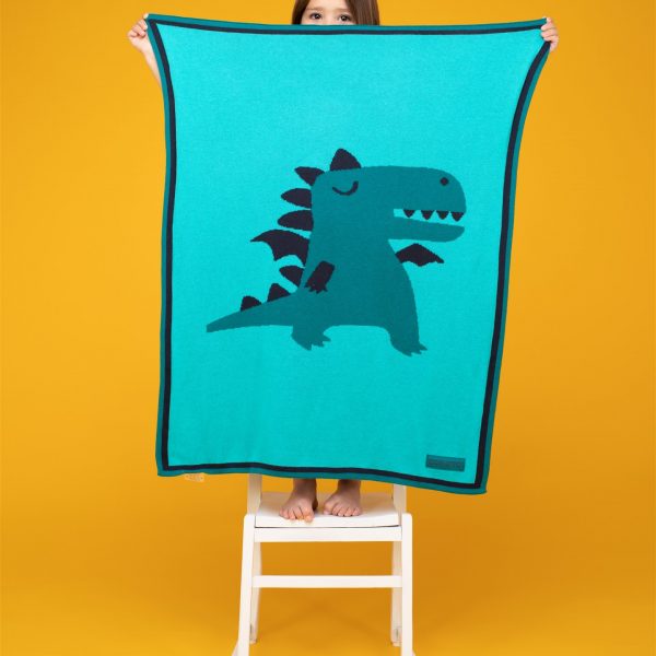 Baby Blanket - Blue with large dragon
