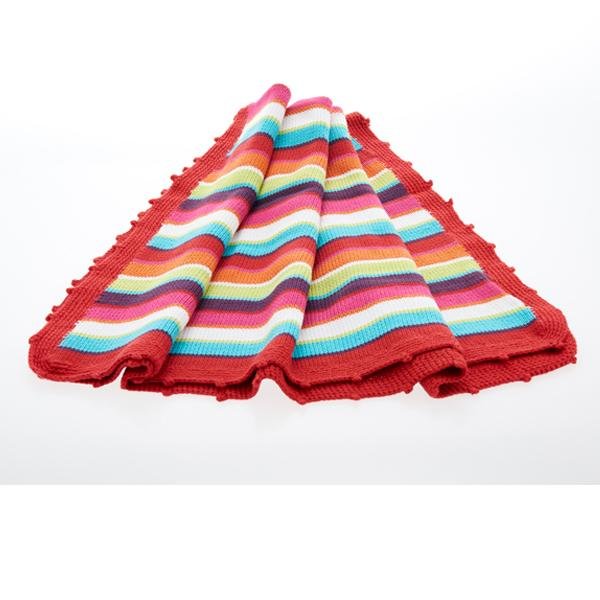 Fair Trade Organic Multi Coloured Striped Cotton Knitted Baby Blanket - Bumbles &amp; Boo