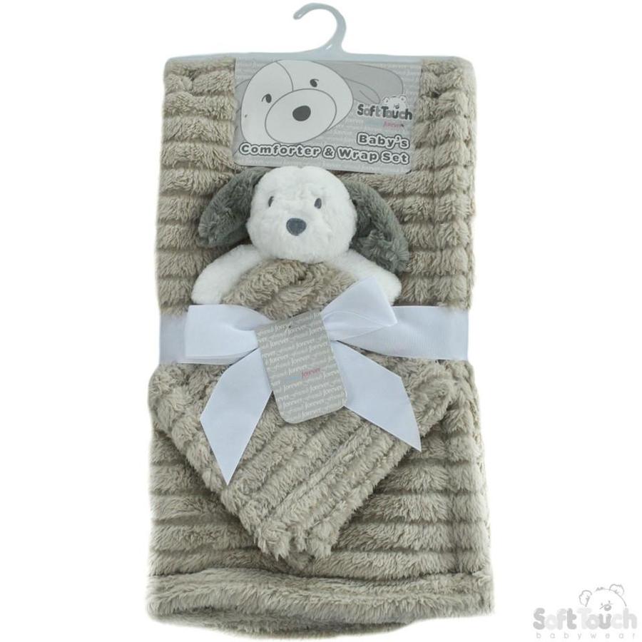 Baby Blanket with puppy comforter grey