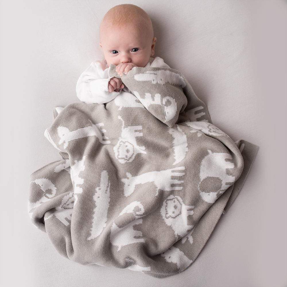 Grey and White Safari Baby Blanket - Bumbles & Boo