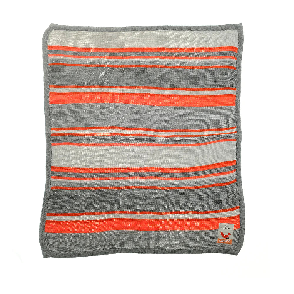 Super soft large grey and orange striped blanket