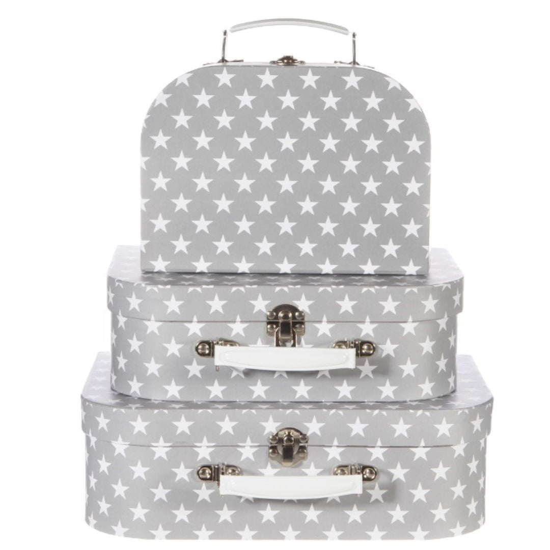 Grey Luggage Trunk with White Stars