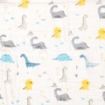 Large 100% soft cotton muslin swaddle with colourful dinosaur print
