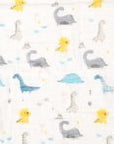 Large 100% soft cotton muslin swaddle with colourful dinosaur print