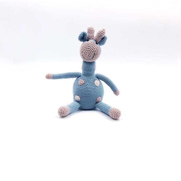 Organic Blue Giraffe Toy Rattle Rattle.