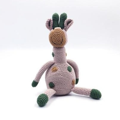 Organic Taupe Giraffe Toy Rattle - Bumbles & Boo