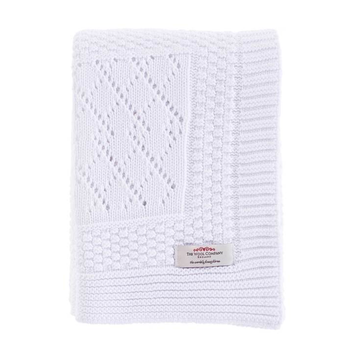 Baby Blanket - White cotton Knit
