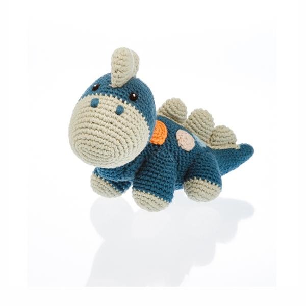 Petrol Blue Organic Dinosaur Rattle Rattle.