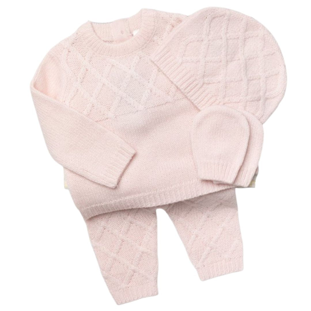 Baby girls pink knit clothing set in gift box