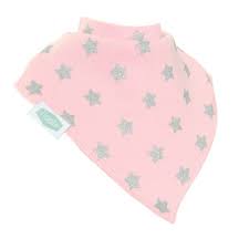 Pink with Glitter Stars Bandana Dribble Bib by Ziggle (Matching hat also available) - Bumbles &amp; Boo