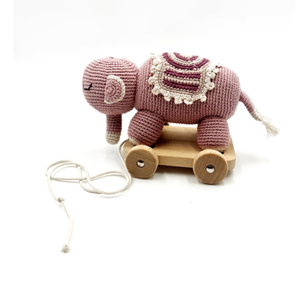 Organic Pink Elephant Pull Along Toy
