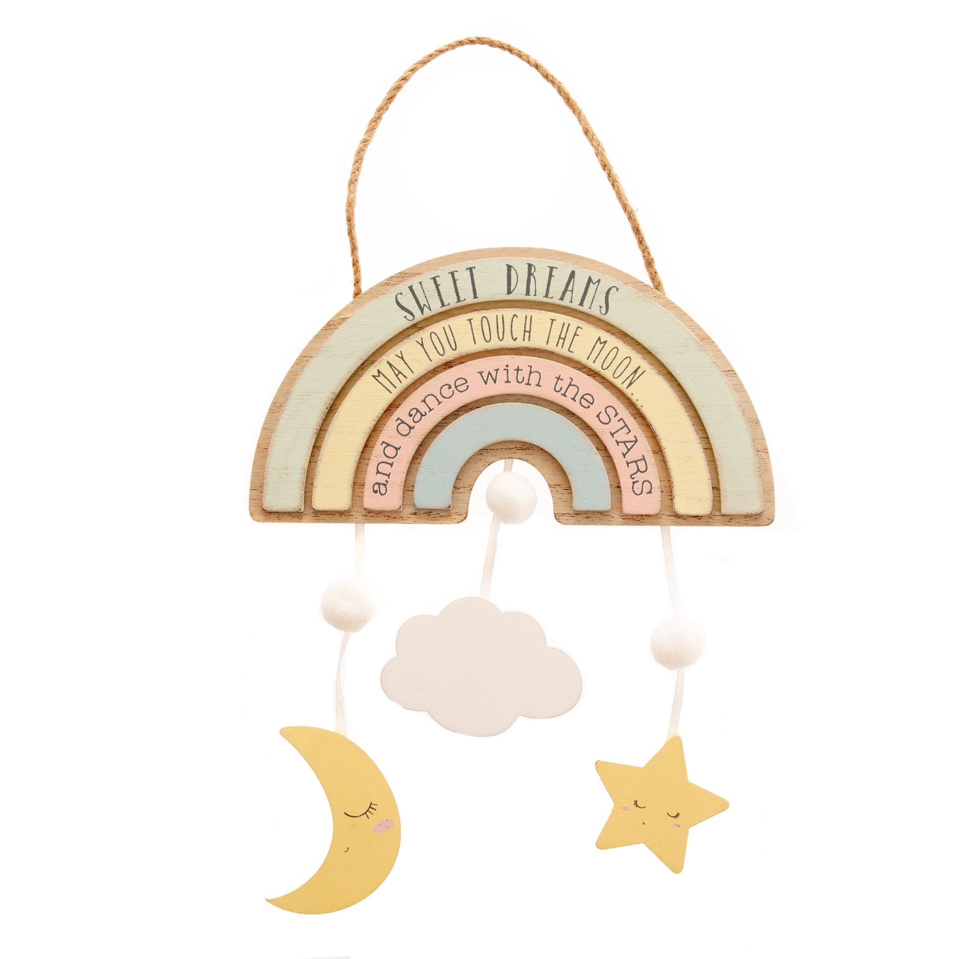 This beautiful hanging plaque features a soft pastel palette and sweet sentiments