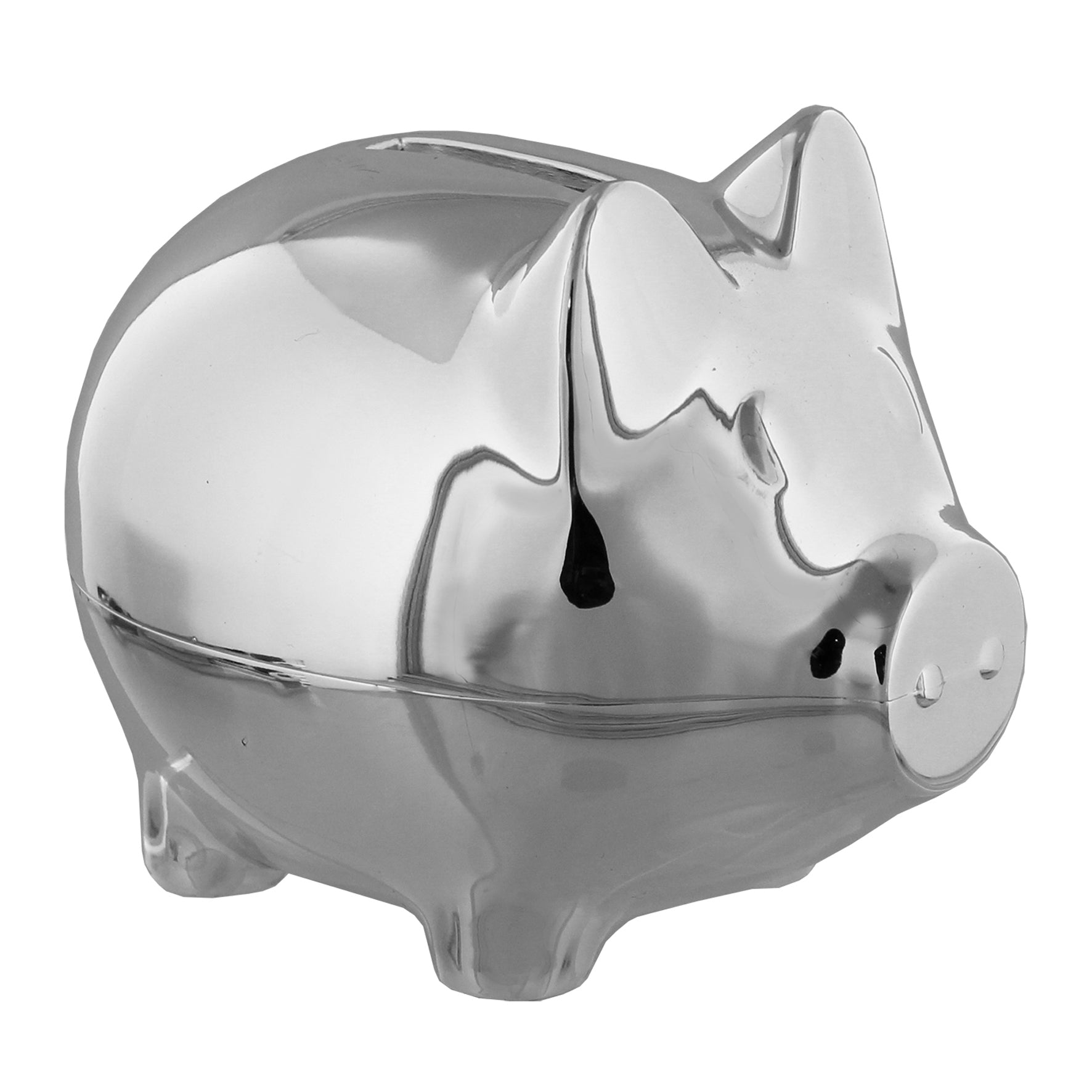 Silver plated pig piggy bank.  Perfect gift for new baby, christening and baptism. 