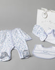 Soft Lilac Blue Flower x5 Adorable Layette Clothing Set - Bumbles & Boo
